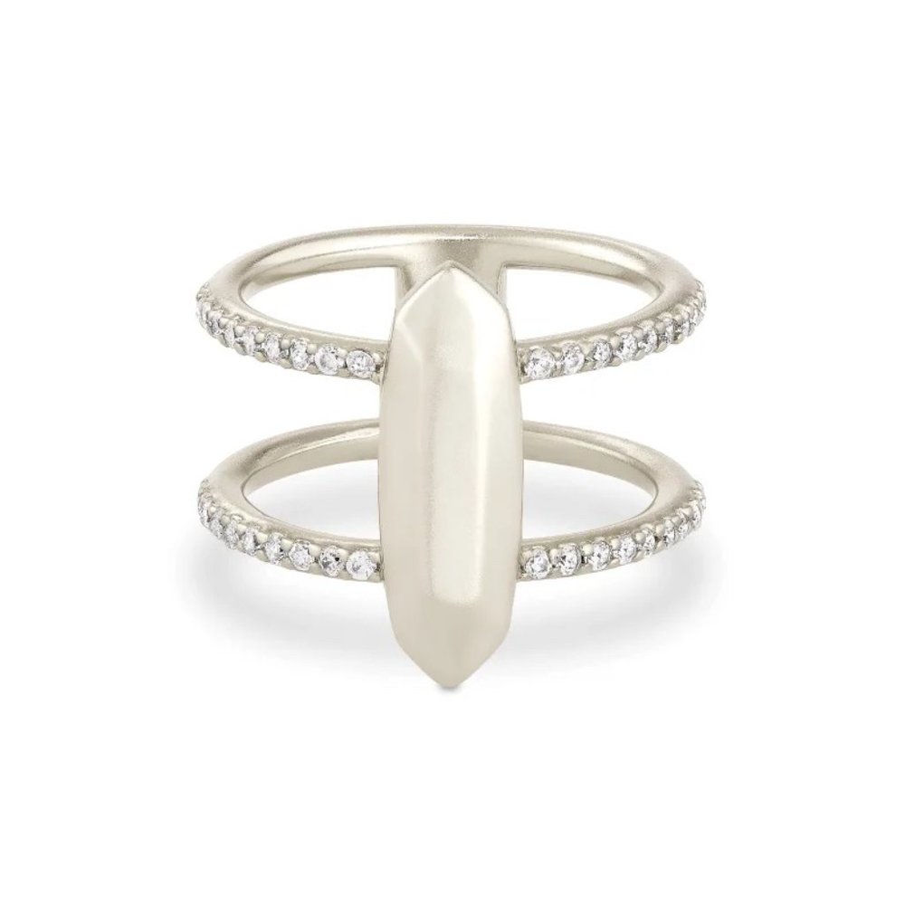 Kendra Scott Abra Silver Double Band Ring in White Crystal